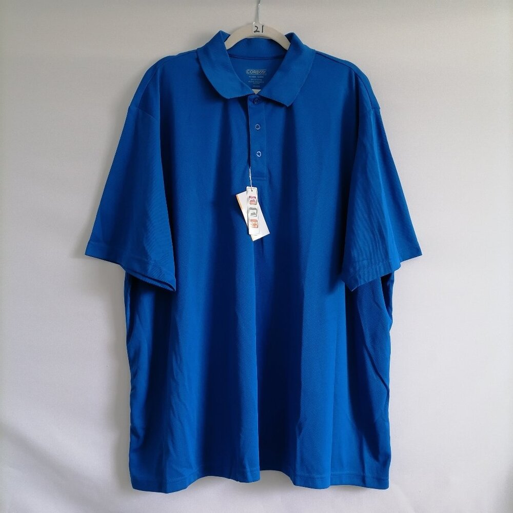 NWT Core Mens True Royal Blue UV Protection Moisture Wicking Polo Shirt Size 4XL